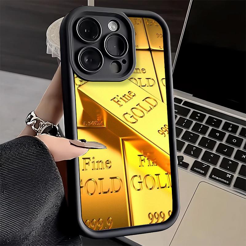 Чехол для телефона iPhone 17 Air 16E 15 16 Pro Max с тонкой золотой узорной печатью 14 Plus 13 12 Mini Мягкий силиконовый чехол Fundas