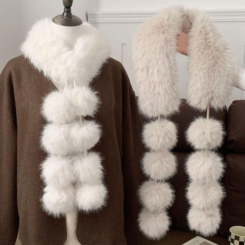 Warm Magnetic Imitation Fur Scarf Faux Rabbit Fur Women Winter Scarves Cute Plush Scarf For Girls