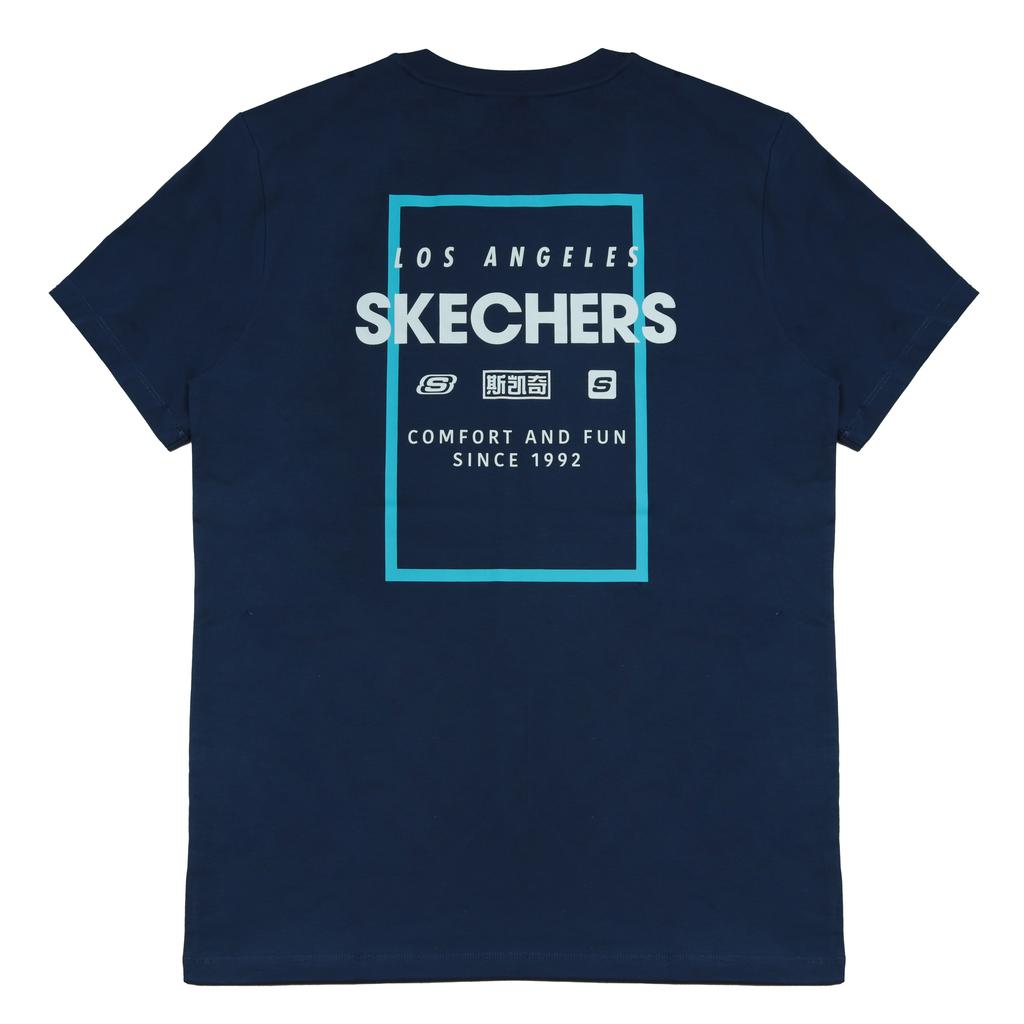 Skechers Универсальная удобная хлопковая спортивная повседневная модная мягкая дышащая футболка с коротким рукавом мужские топы Темно-синий-Академический синий RF-L121M173-02MZ