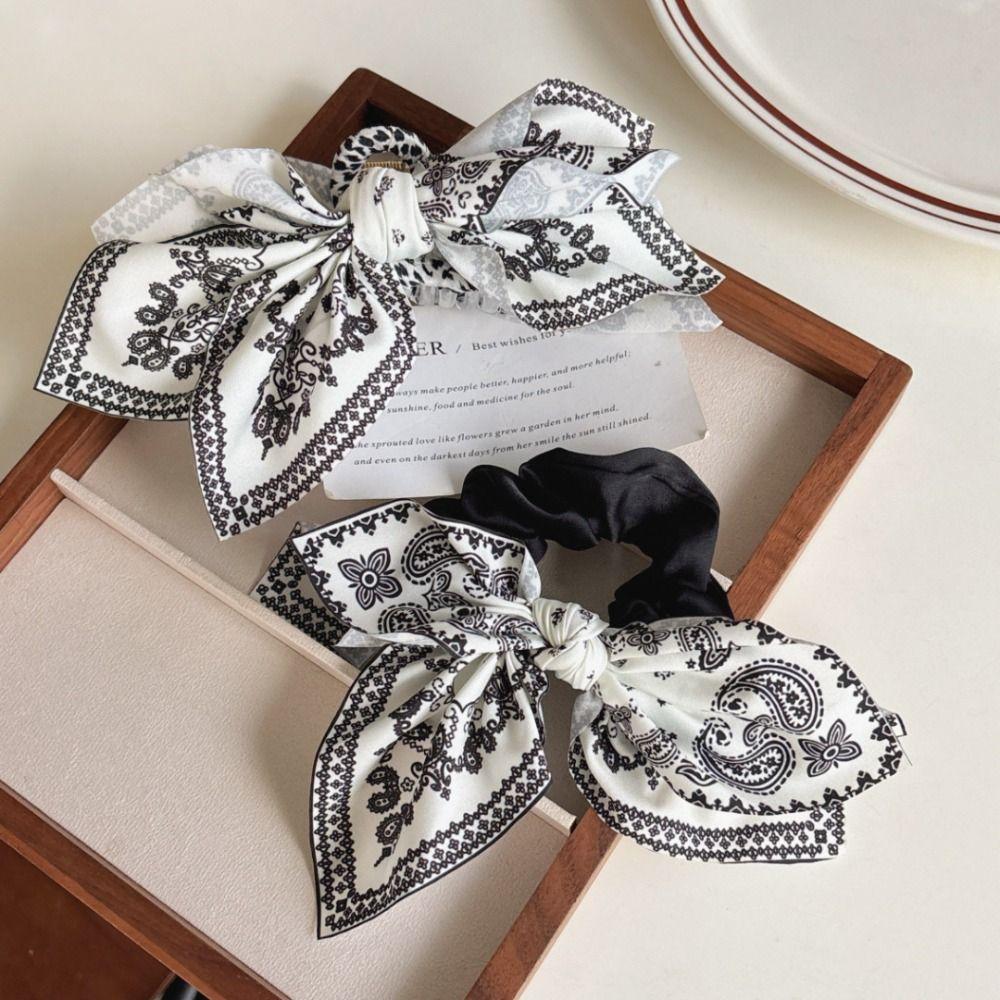 Bowknot Cashew Flower Hair Clip French Style Bow Hair Rope Cute Bow Hair Claw Daily