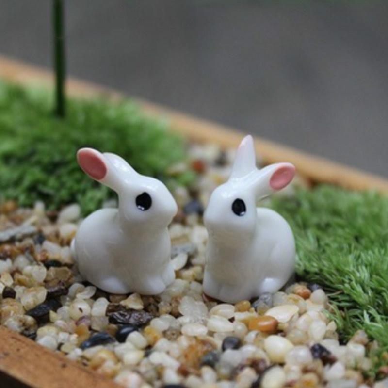 15Pcs Lovely Miniature Mini Rabbit Resin Garden Fairy Ornament Flower Plant Pot Home Figurine Animal Decor Figurines Miniatures