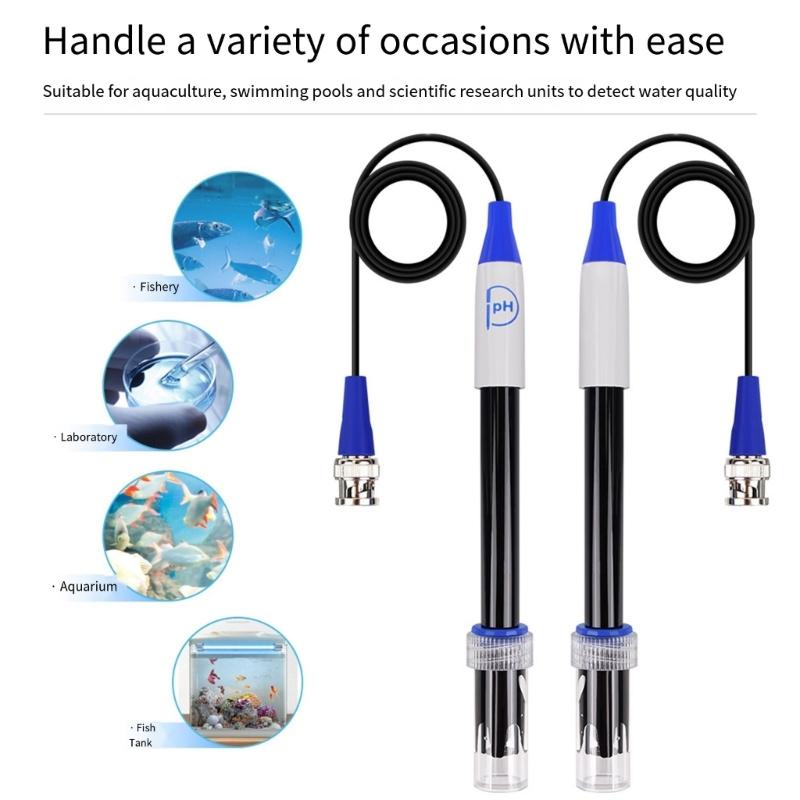 0-14pH Electrode Probes BNC Connector Cable for 0-14pH Meter Monitors Controllers Test Sensors Replace for Aquariums