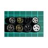 1/64 Scale Custom Wheels (Set of 4) - 5-Spoke, Silver Plated, Gold Plated, Black, and White (AH0110) - Front Tire Outer Diameter: Approx. 11.0mm, Rear