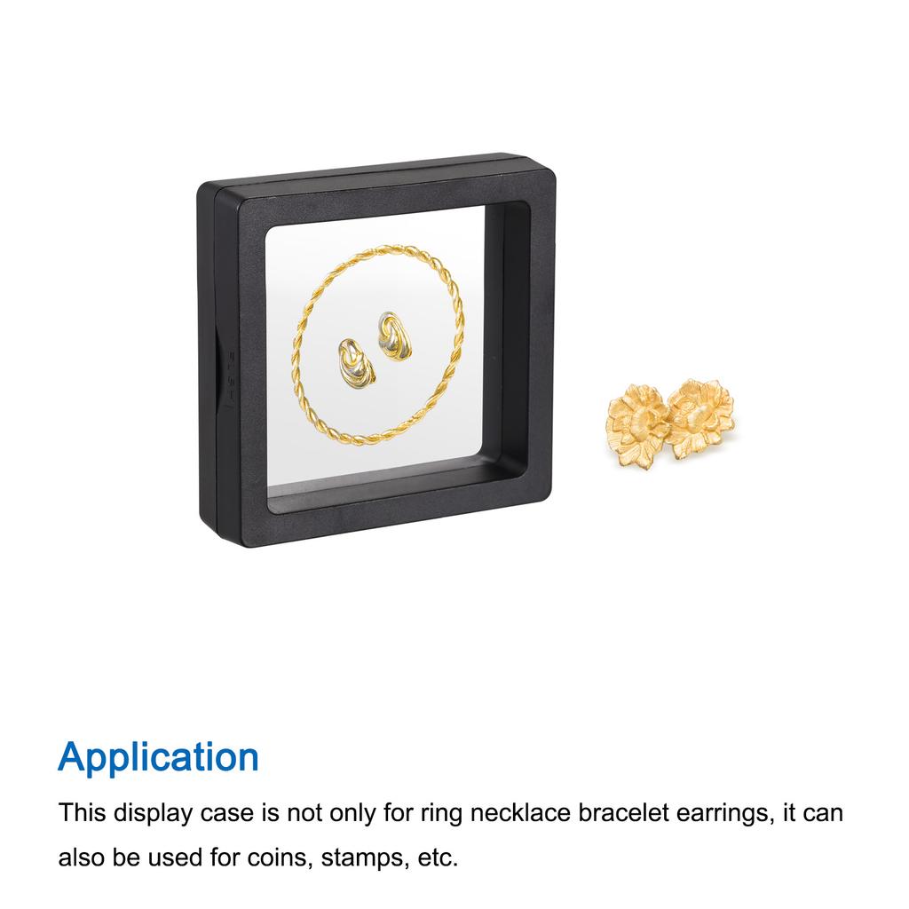 Плавающая тонкопленочная витрина, ABS-рамка, кейс-держатель для дисплея 5 см x 5 см x 2 см 7 см x 7 см x 2 см, черный, 10 штук