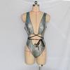 Hollow High Cut Thong Women Monokini One Piece Front Lace-up Bikini Swimsuit for Beach