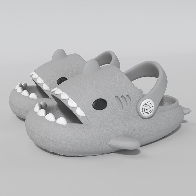 Fashion LItfun Cartoon Shark Slippers Girls And Boys House Flat Sandals Thick Sole Beach Slides Lovely Children Fashion Shark Sandals
