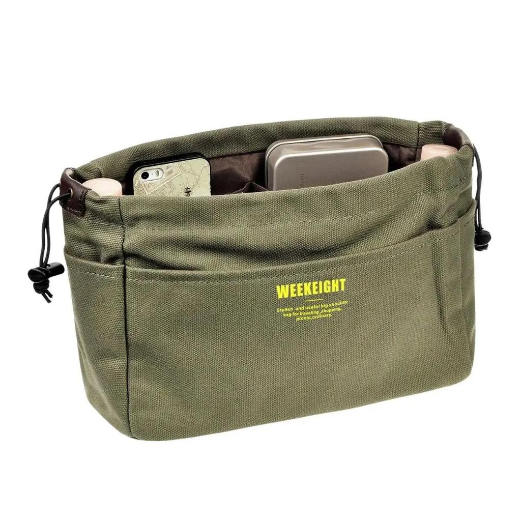 Drawstring Canvas Storage Organizers Multi-Pockets Liner Bag Lightweight Portable Travel Storage Bag