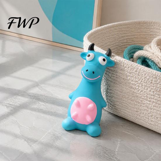 Durable Latex Puppy Toys Animal Dog Toy, Squeaky Chew Cute Cartoon Small Medium Interactive Cattle Sheep, Teeth Cleaning Toy for Aggressive