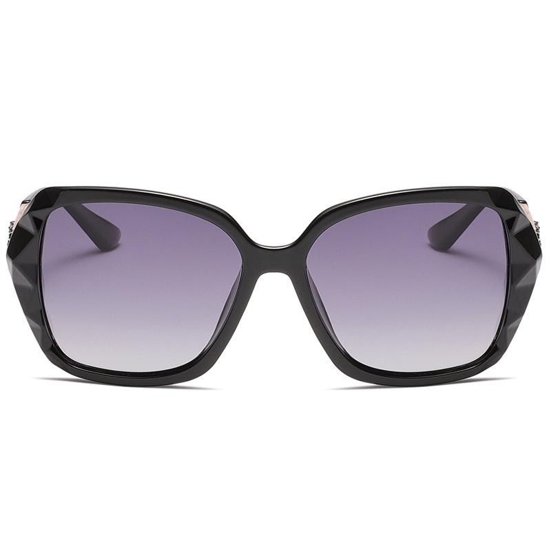 Oversized Polarized Square Sunglasses with Diamond Cut Edge for UV Protection - European & American Style