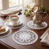 Круглая кружевная салфетка белая салфетка украшение реквизит подставка под чашку для кухонного стола