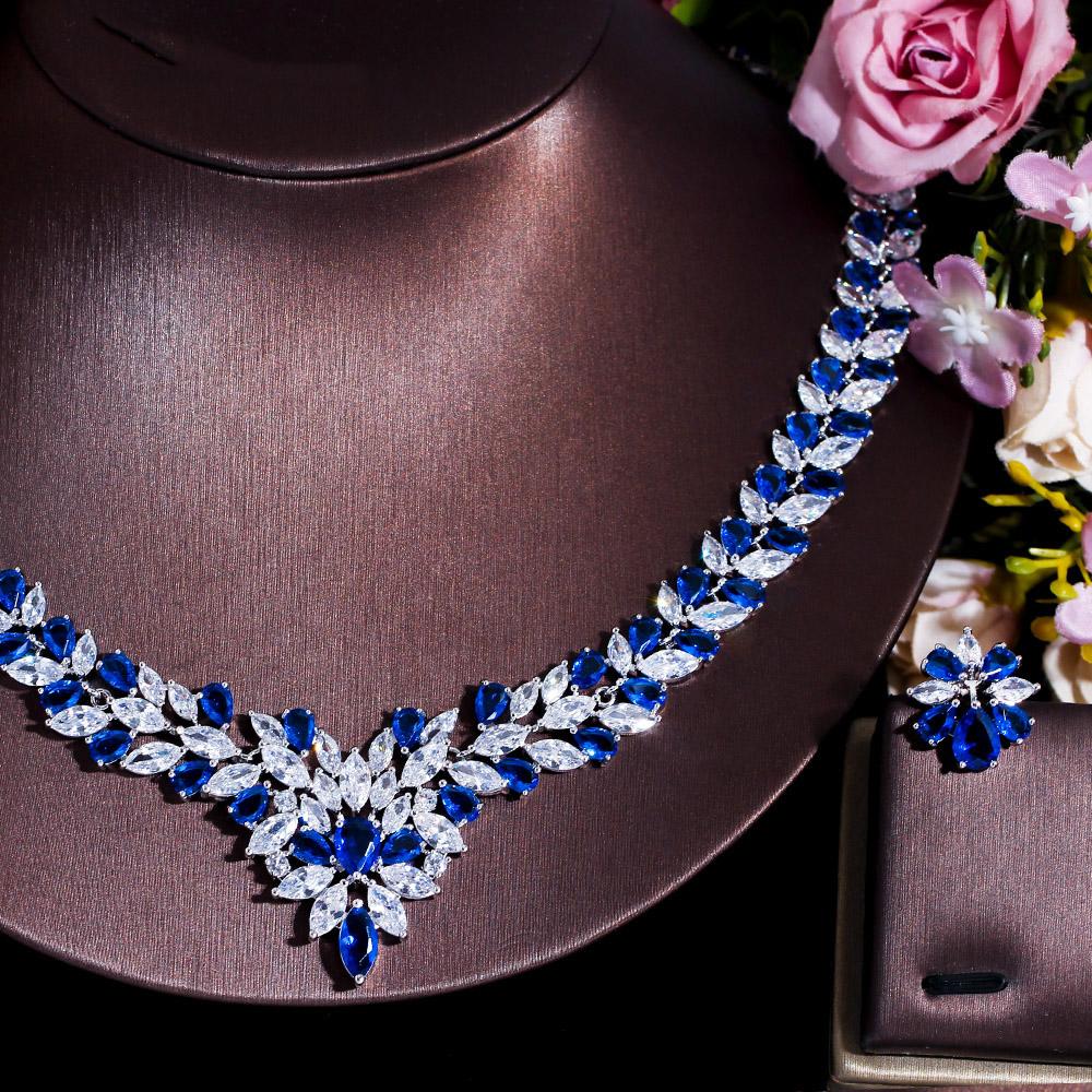 CMM сверкающий кубический цирконий, большой свадебный комплект серег и ожерелья для женщин, роскошные свадебные украшения, аксессуары