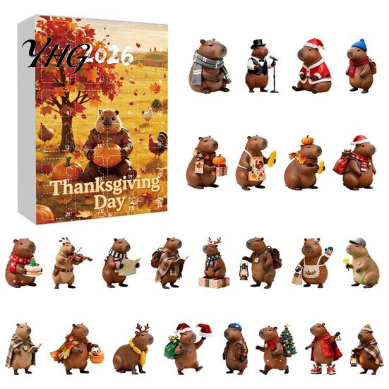 Holiday Countdown Gift Box Advent Calendar with 24 Animal Hanging Decors, Day Decors for Christmas Thanksgiving, Acrylic Ornament Pendants