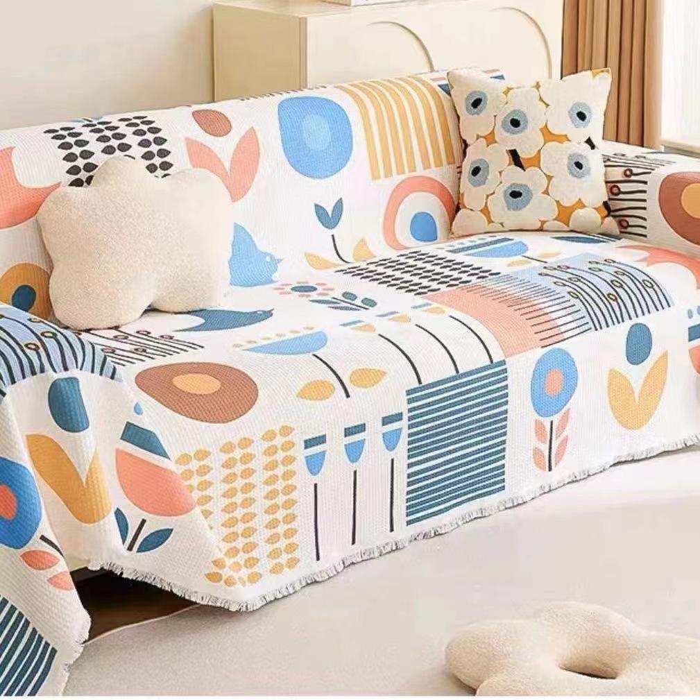 Универсальное одеяло для дивана в скандинавском стиле, нескользящий тканевый чехол, полностью покрытый чехол, диванная подушка, песочный, универсальный, можно стирать в машине, четыре сезона