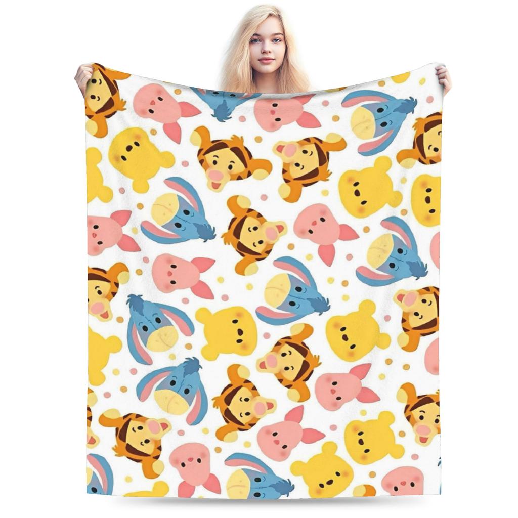 Pooh and Friends Blankets Flannel Summer Air Conditioning Winnie The Pooh Breathable Soft Throw Blankets Sofa Travel Rug Piece