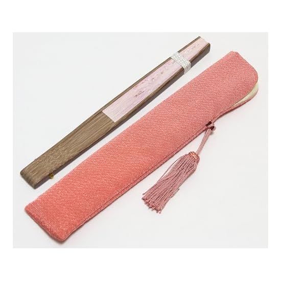 [Hasegawa] Kyoto Folding Fan, Cherry Blossom Pattern, Pink, Carved Dark Wood Ribs, Double-Sided Desi