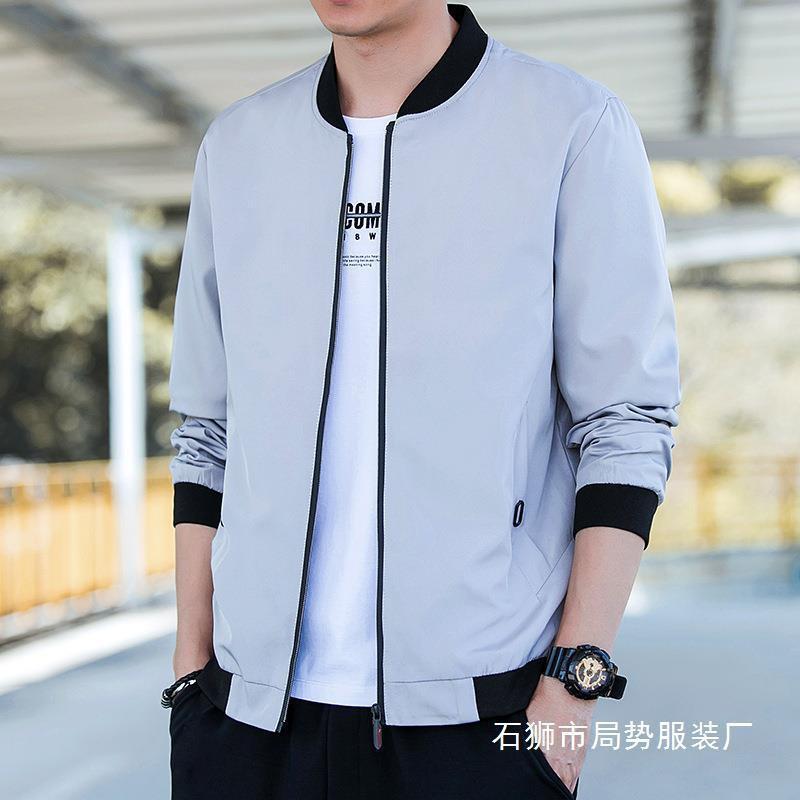Mens Lightweight Stand Collar Jacket Casual Workwear Baseball Style Outerwear