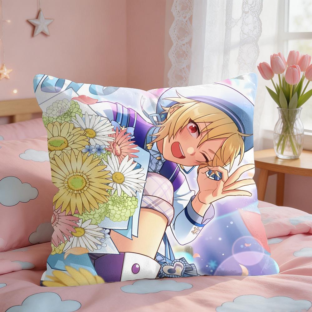 EEnsemble Stars Anime Cushion Cover Square Short Plush Pillow Case Living Room Sofa Home Decor Funda X