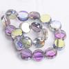 10pcs 10mm 12mm Flat Round Faceted Crystal Glass Colorful Plated Loose Beads For Jewelry Making DIY Findings