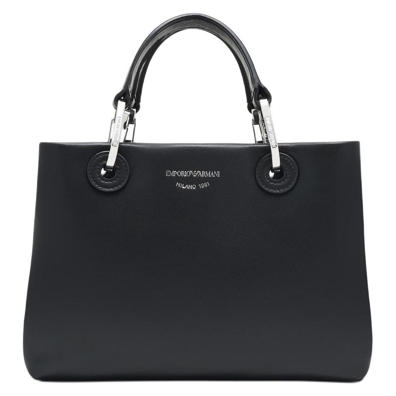 Emporio Armani Женская кожаная сумка-тоут с логотипом MyEA Черная EW000361-AF18673-UC001