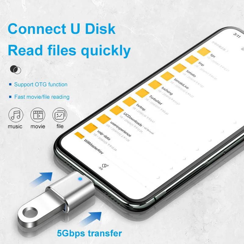 USB 3.0 OTG adapter USB-C to USB A converter suitable for Macbook Samsung Xiaomi Huawei LED USBC OTG connector 3