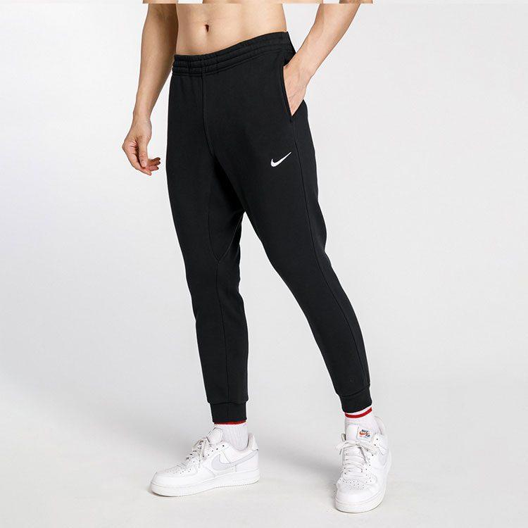 Nike Теплые однотонные повседневные вязаные спортивные штаны с эластичными манжетами, на флисовой подкладке, мужские, Черный 905236-010
