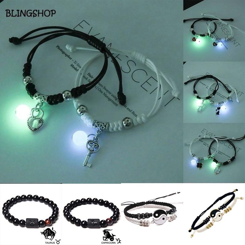 2Pcs Luminous Bracelet For Couple Fashion Best Friends Adjustable Bracelets Lover Friendship Braided Bracelet