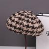 Beret women autumn and winter wool knitted beret Internet celebrity versatile fashion thousand bird grid star anise painter hat