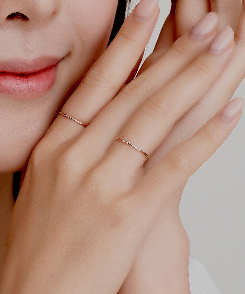Helene Jewelry 14K Маленькое кольцо с кубическим цирконием 'Miss' (Тип Б)