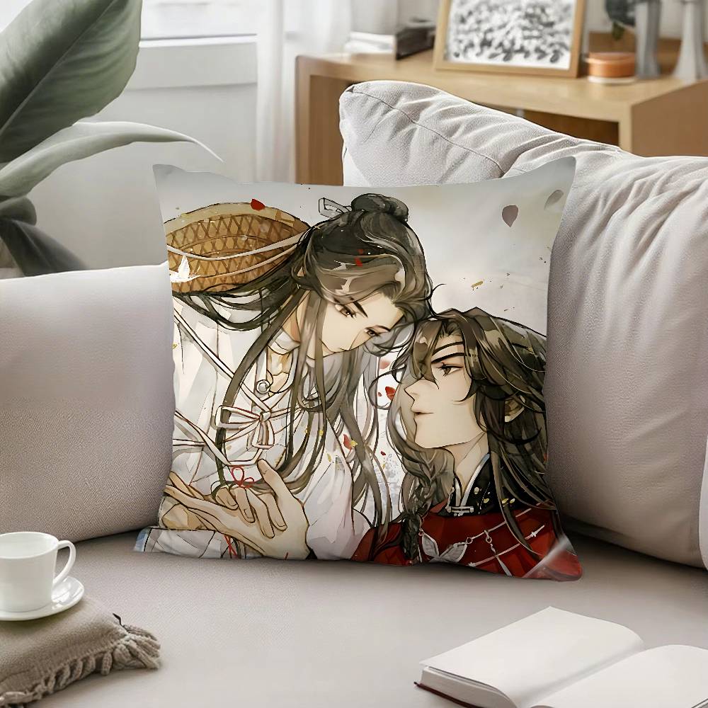 Anime Heaven Officials Blessing Pillow Case Pattern Printed Pillowcase For Living Room Sofa Cushion Cover Bedroom Decor