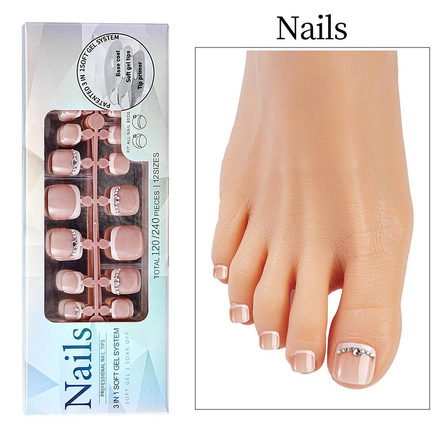 French Matte Press-On Toenail Tips & Stickers