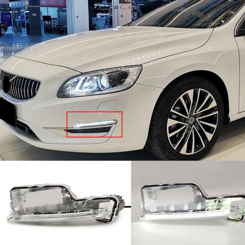 For Volvo S60L V60 S60 2014-2018 Car Front Bumper LED Fog Light DRL Daytime Running Lights Foglight Accessories