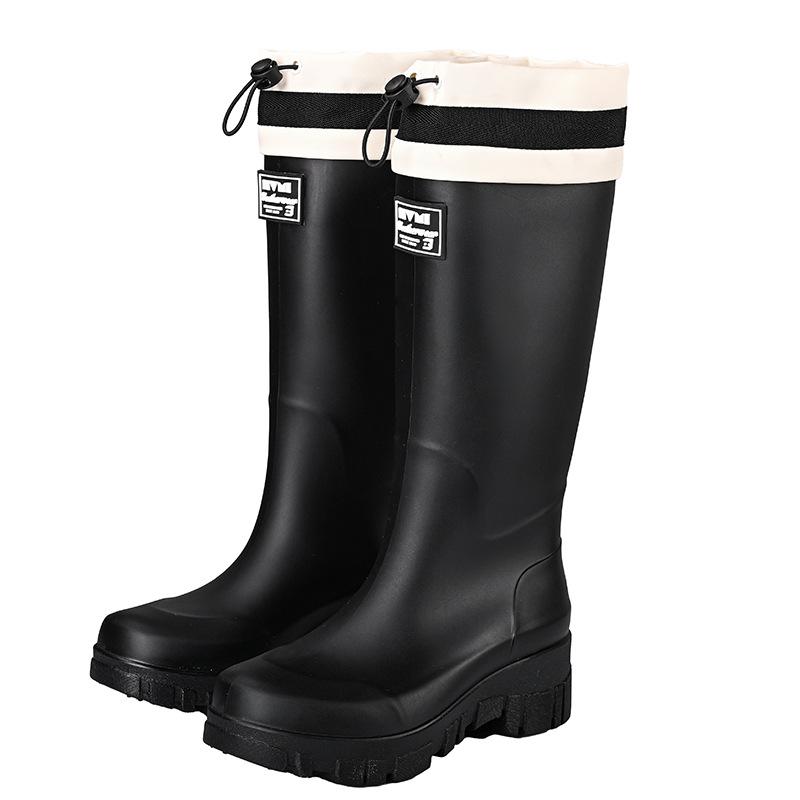 New Heightened Bundle Middle Tube Long Rain Boots Women's Waterproof, Non-slip and Wear-resistant Outer Shoes Kitchen Work Sleeve Women's Shoes