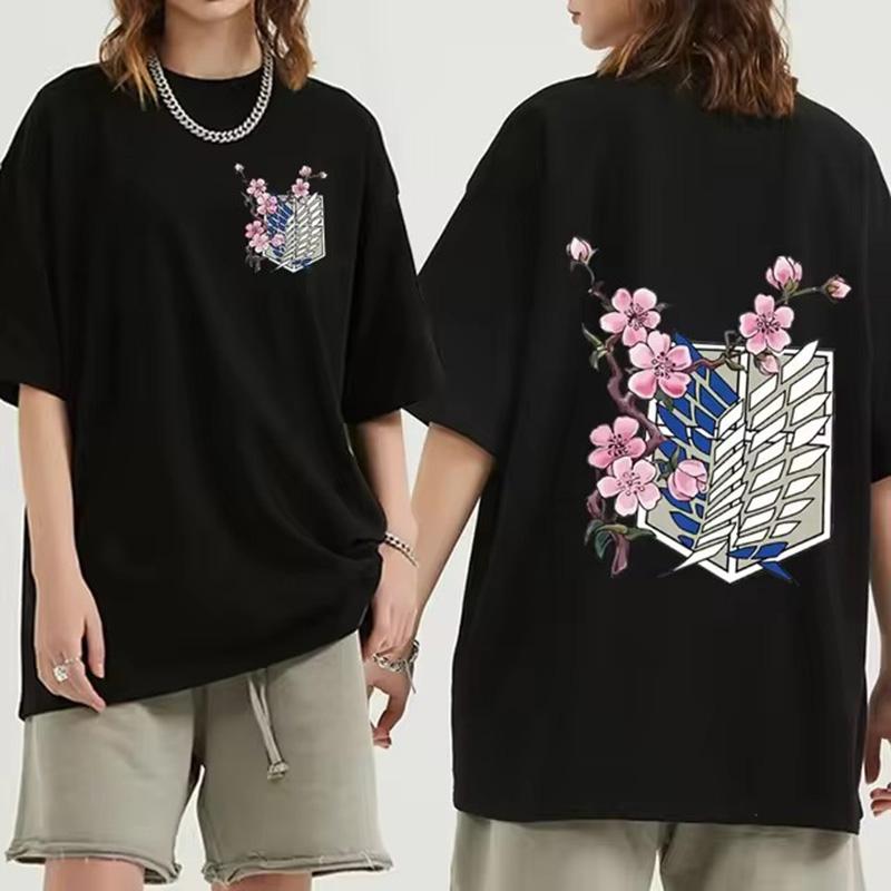 T-shirt Women Men Attack on Titan T Shirt Kawaii Cartoon Titans Attack Graphic Tees Demale Harajuku Summer Tops Japanese Anime