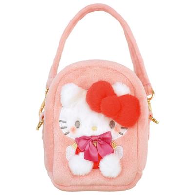 Плюшевая мини-сумочка Sanrio Hello Kitty из боа, В13 x Ш9 x Г7,5 см, Сумочка с персонажем, Чехол для аксессуаров, Косметичка, Плюшевый чехол, Кейс для макияжа
