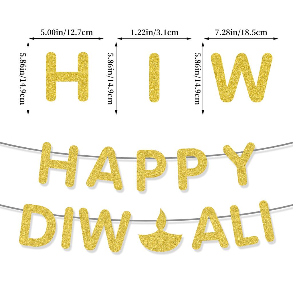 Индийская вечеринка Дивали Украшение для вечеринки Баннер Счастливый Дивали Алфавитный флаг