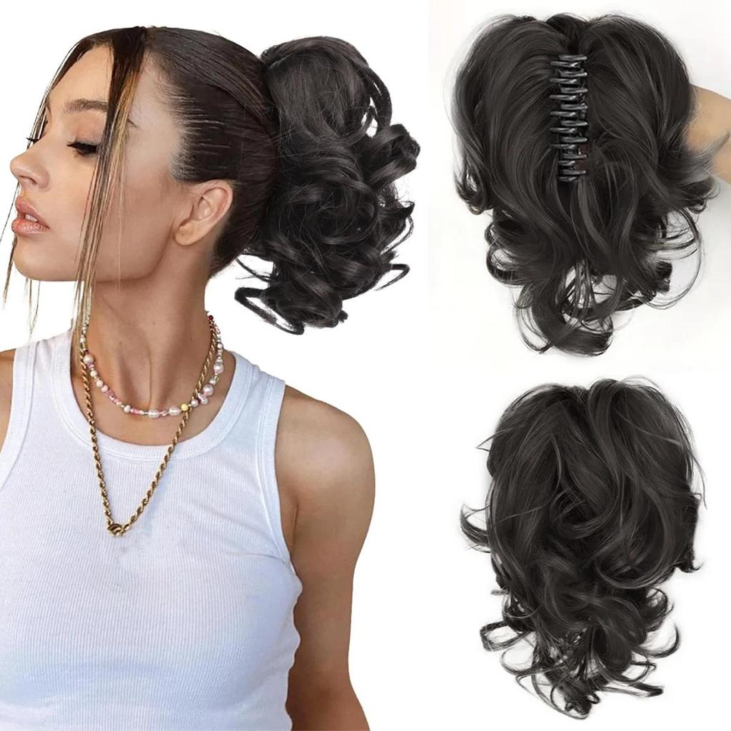 Парик «конский хвост» с большой заколкой, коса из натурального синтетического волокна, модный пушистый короткий хвост с большой волной