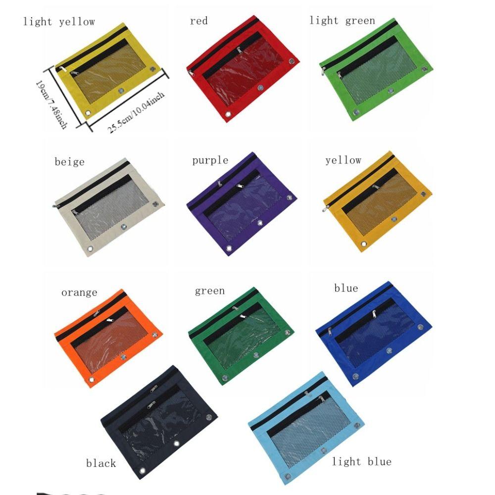 Practical Three Hole Pencil Case Pouch Portable Storage Bag Binder Pen Bag Binder Pocket School