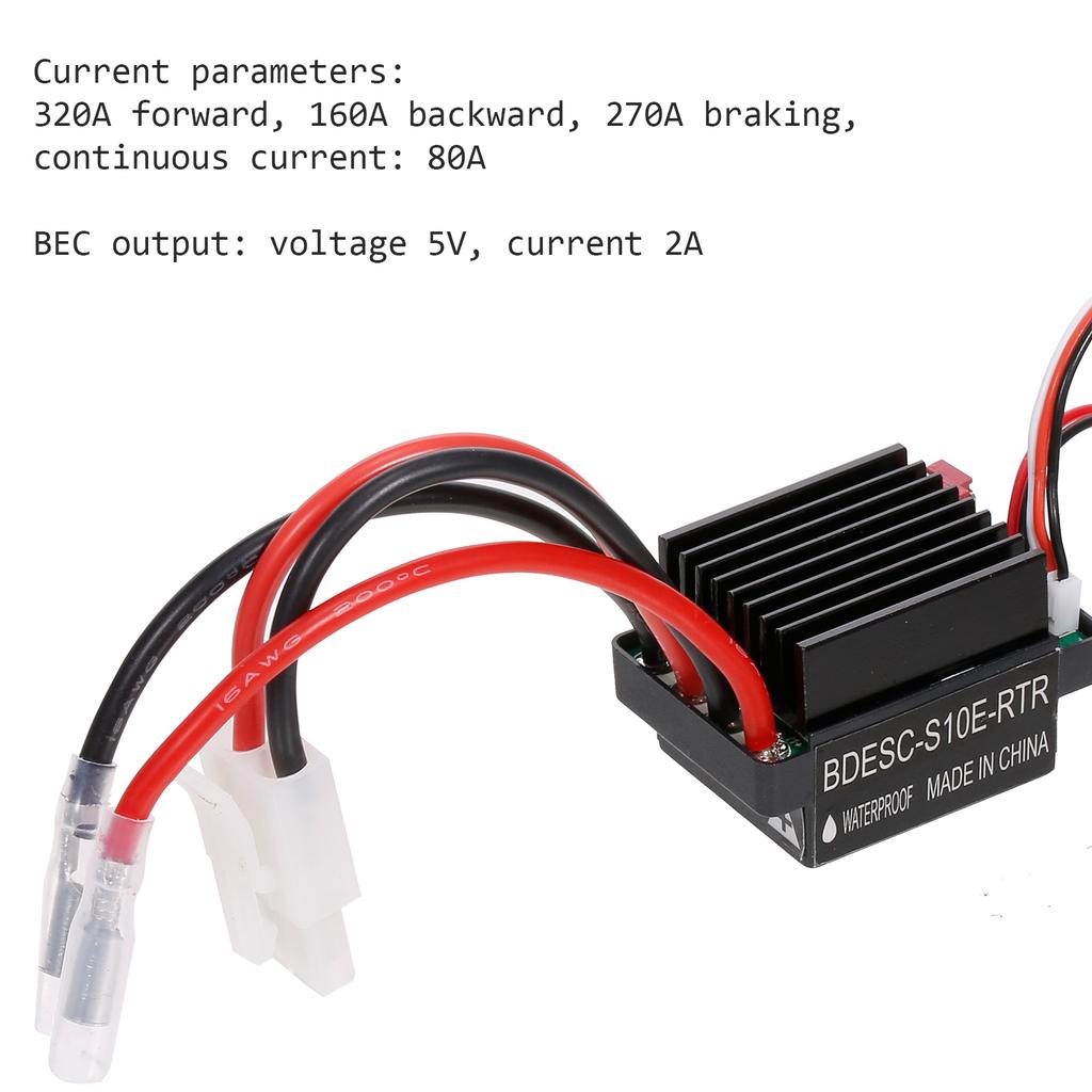 320A ESC Brushed Forward Reverse Electric Speed Controller with Brake Waterproof Support 2 3S Battery Replacement for