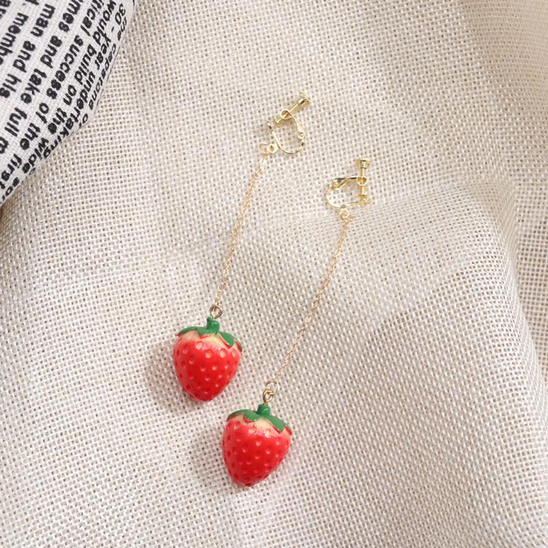 2025 Korean Sweet Strawberry Ear Clips for Women - Cute, Stylish, and Versatile Earrings