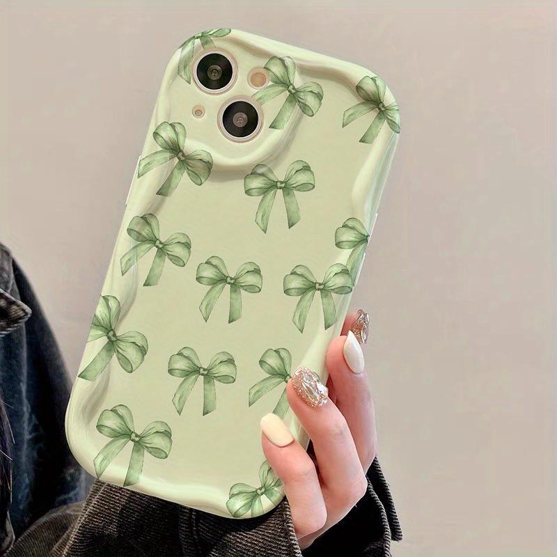 Чехол для мобильного телефона с узором из зеленых бантов, подходит для iPhone 17 16 15 14 13 12 11 Pro/ Max /Plus, противоударная задняя крышка