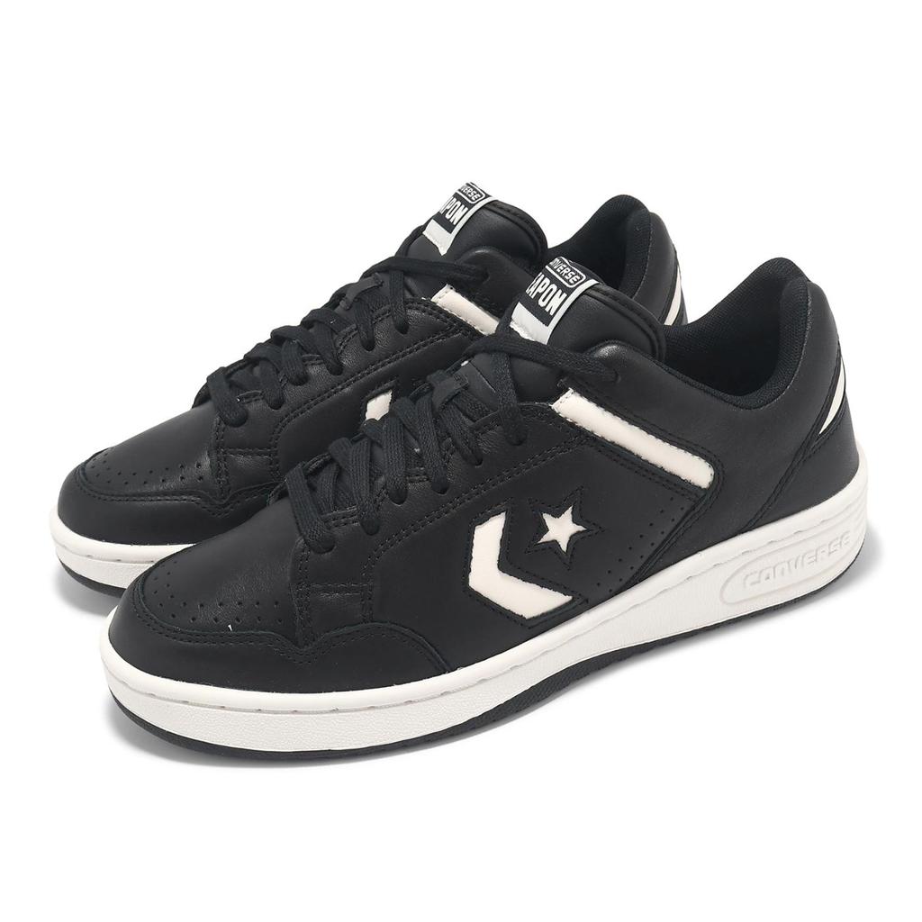Converse Кожаное Оружие Унисекс Низкие Черный Эгрет Винтажный Белый A11572C