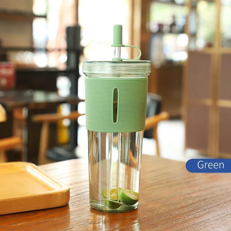 710ML/25oz Large Capacity Coffee Cup, Plastic Water Bottle With Straw, High Temperature Resistant Clear,Reusable Cups with Straw