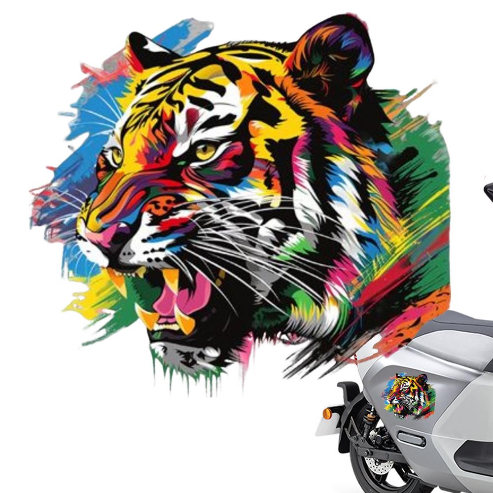 Наклейка на бампер тигра, автомобильные наклейки, водонепроницаемая наклейка тигра леопарда для автомобиля, красочные наклейки с изображением головы животного для транспортных средств