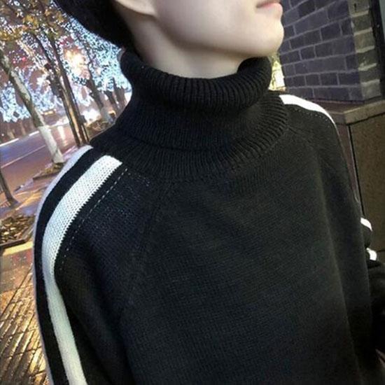 Мужской вязаный свитер осень-зима повседневный тонкий трикотаж с высоким воротом мужские свободные свитера пуловеры