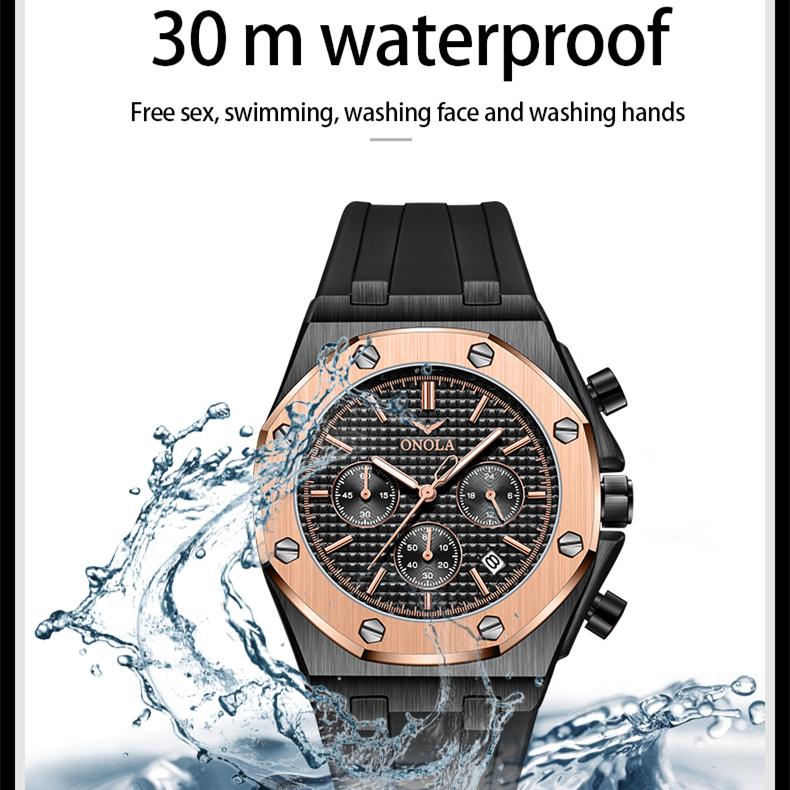 Новые роскошные мужские часы с коробкой ONOLA, многофункциональные мужские водонепроницаемые часы с силиконовым ремешком, мужские кварцевые часы