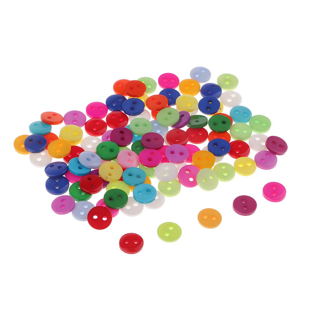 100 шт., круглая смоляная пуговица ярких цветов с 2 отверстиями для шитья, альбом для рукоделия, 6 мм