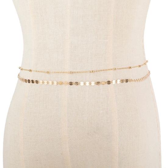 Женская цепочка на талию с двойным слоем блесток, регулируемая длина, ажурная, для танца живота, украшения на талию, вечеринки, фестивали, ночные клубы, цепочка на тело