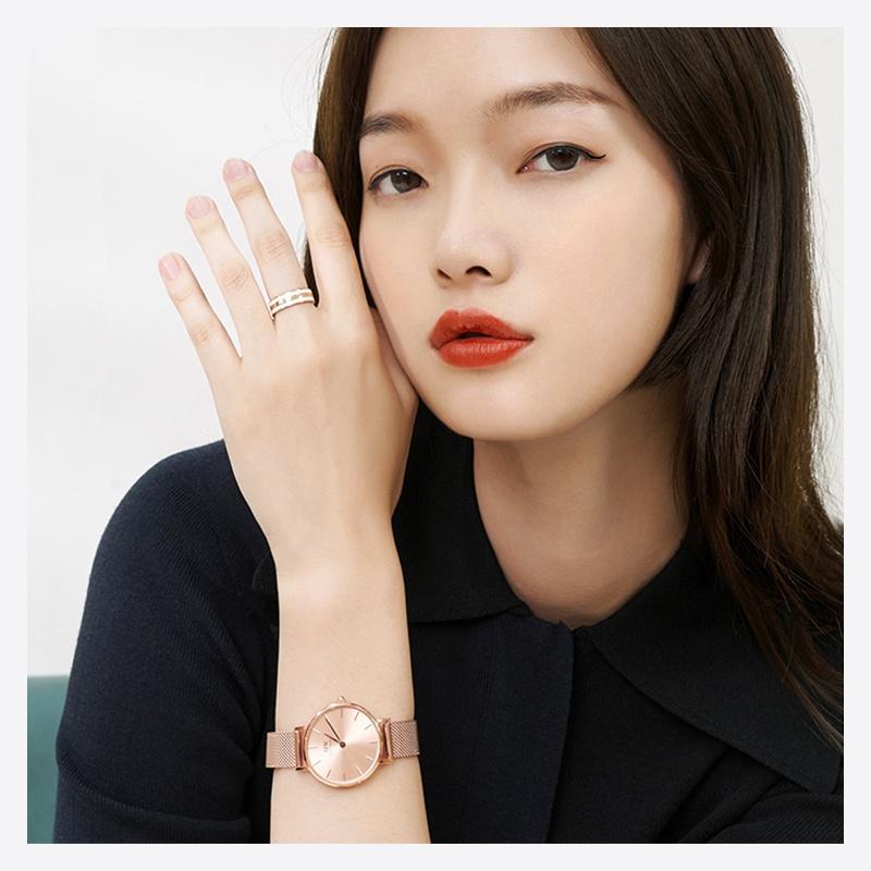 DANIEL WELLINGTON Маленькие часы кварцевый механизм стальной ремешок золотой циферблат женские часы 30 метров водонепроницаемые DW00100471