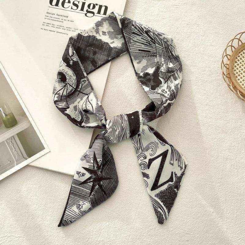 Long Silk Scarf Atmosphere New Thin Narrow Tie Bag Gift Strap Headband Small Tie