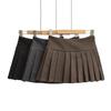 Мини-юбка в складку с высокой талией из смесовой шерсти в стиле MIU Style Academy для женщин - Осень/Зима